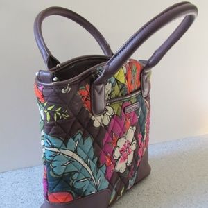 Vera Bradley Quilted and Faux Leather Handbag Shoulder Purse Satchel